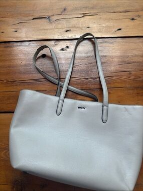 DKNY Cream Leather Tote with Double Shoulder Straps
